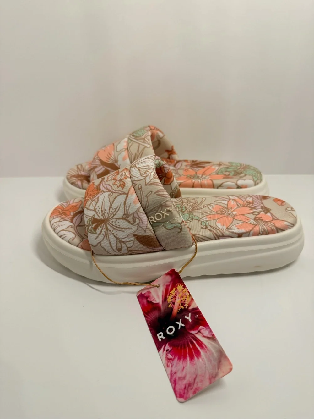 Roxy Gelato Lux 690 Other Pink Floral Platform Slide Sandals Women’s 6 NWT
